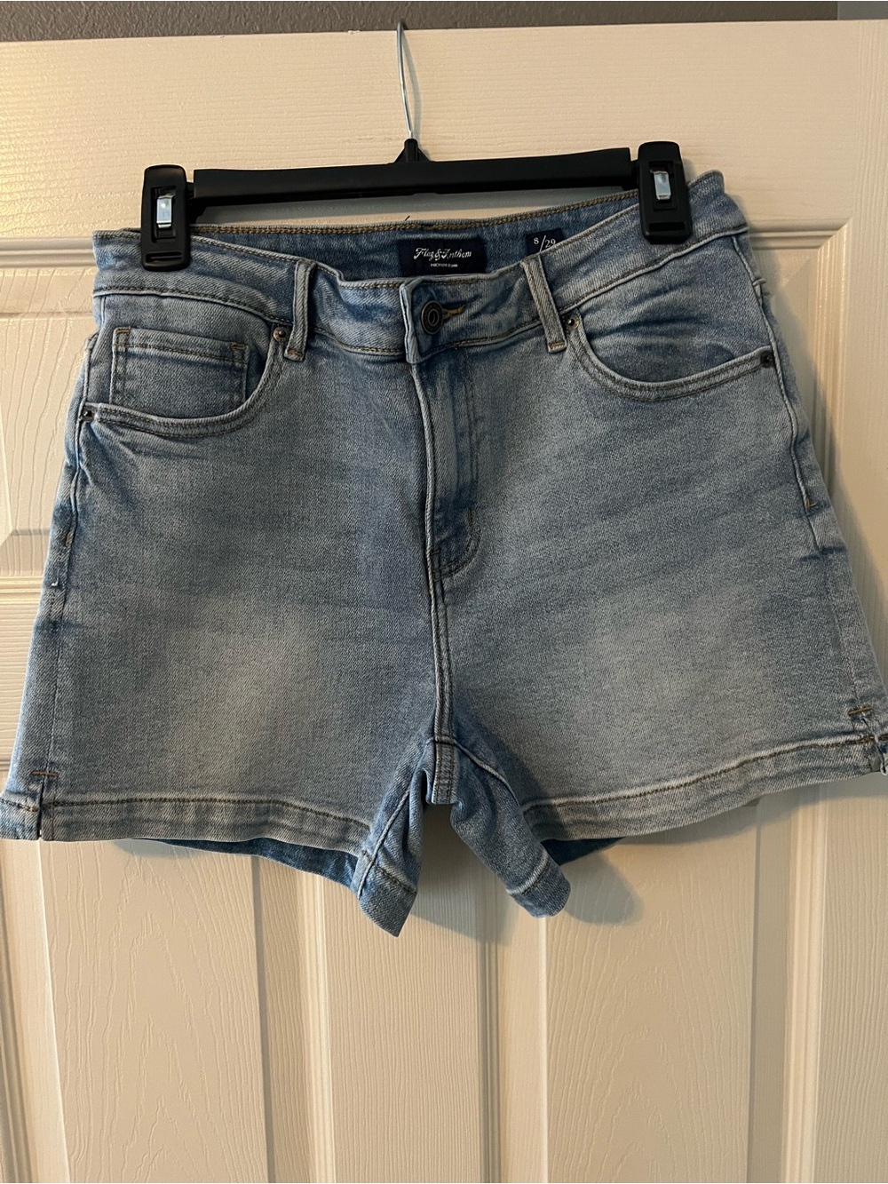 Light Blue High-Rise Denim Shorts by Free People